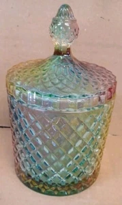 Beautiful "Rainbow" Glass Jar 6 1/2" Tall 4" Wide - Picture 1 of 4