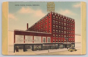 Omaha Nebraska Hotel Castle Westward HO 1940s Taxi Vintage Linen Postcard - Picture 1 of 2