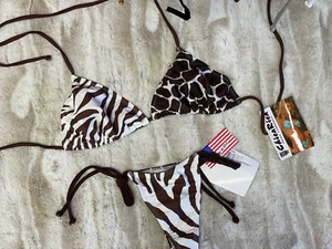 Chica Rica Serengeti Triangle & Thong Bikini size Large - Picture 1 of 2