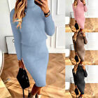 Women Solid Color Knitted Dress Pullover Sweater Two-piece Set Casual Elegant