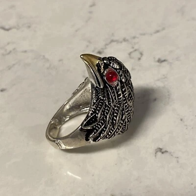 Anillo de águila ajustable vintage de aleación ojo de cristal rojo para hombre talla 8? Foto 1 de 4