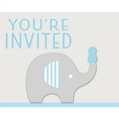 Little Peanut Boy Baby Shower Invitations 8 Pack Paper Elephant Baby Invites - Image 1 of 2