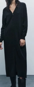 ZARA Elegant BUTTONED GRAY MIDI SWEATER DRESS L (Runs Large) Like EXTRA LRGE - Picture 1 of 5