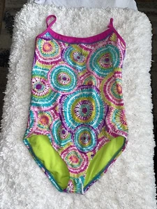 Adidas girls sz. 14 pink circle swirl design one pc. swimsuit. Cute, great shape - Picture 1 of 3