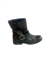 FRYE Natalie Short Engineer Brown Leather Biker Boots Women Size 8 B - Picture 1 of 15