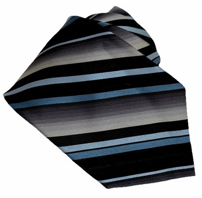 Corbata de diseñador Paul Dione 100 % seda larga ancha diagonal a rayas azul gris Foto 1 de 4