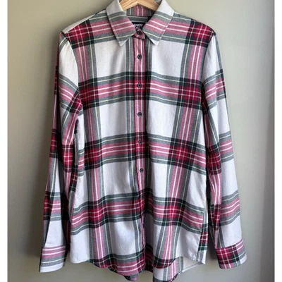 Camisa LANDS END Tartán Escocés Algodón Franela Botón Mediana 10-12 Rojo Verde Azul Foto 1 de 4