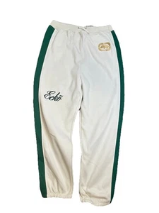 Vintage Y2K Ecko Unltd Sweatpants White Green Striped Logo Hip Hop Rap 2XL - Picture 1 of 9