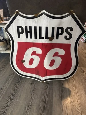 Placa grande estilo antigo porcelana aparência Phillips 66 serviço revendedor posto de gasolina - Imagem 1 de 2