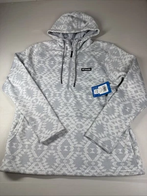 Pulôver Columbia com capuz feminino asteca azul raposa glaciar meio zíper lã grande NOVO - Imagem 1 de 4