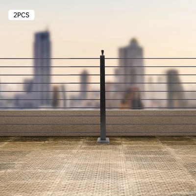 Cable Railing Post 36"x2"x2"  Deck Railing Horizontal Drilling Angle Black - Image 1 of 4