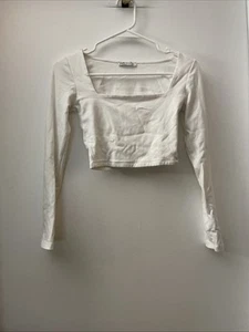 Zara Women’s White Long Sleeve Crop Top Size Medium - Picture 1 of 3