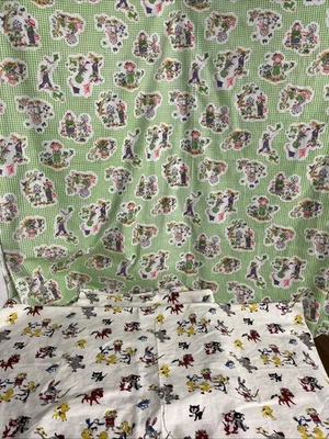 VTG Fabric Holly Hobby-Esque Green Gingham & Whimsical Baby Animals& Little Girl - Image 1 of 4