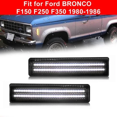 Smoked Black Shell White Light Front Side Led Marker Lights For Ford Bronco F150 - Image 1 of 4