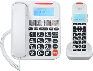 D2015 TAM Sistema telefonico espandibile, cablato/cordless, display a 3 linee, bianco - Foto 1 di 8