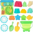 Beach Toys Sand Set for Kids, Collapsible Bucket and Shovels with Mesh Bag, Mold