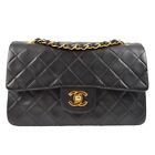 Chanel Black Lambskin Small Classic Double Flap Shoulder Bag KK32080