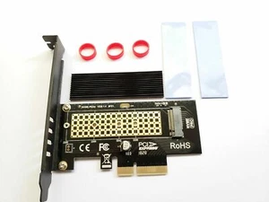 M.2 NGFF NVMe SSD PCIE 4.0 Adapterkarte (M Key) mit Kühlkörper Wärmeleitpad - Bild 1 von 5