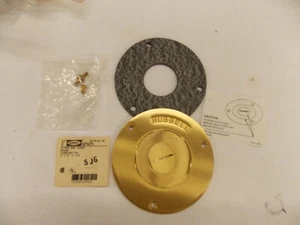 New Hubbell S2525 Brass Round Combination 2-1/8" x 3/4" Floor Box Cover A4 - Picture 1 of 4