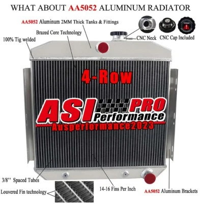 4 Row RADIATOR for 1955-57 Chevrolet Bel Air One-Fifty Two-Ten Series 3.8L ASI - Imagem 1 de 4