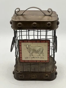 Anne Tavoletti Rustic Life Is Better On The Farm Tin-metal Lidded Wire Container - Picture 1 of 14