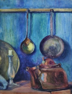 Kliefert-Gießen, Mathilde(1887Pries/Kiel-1978Stralsund)Stillleben m.Kupferkessel - Bild 1 von 6