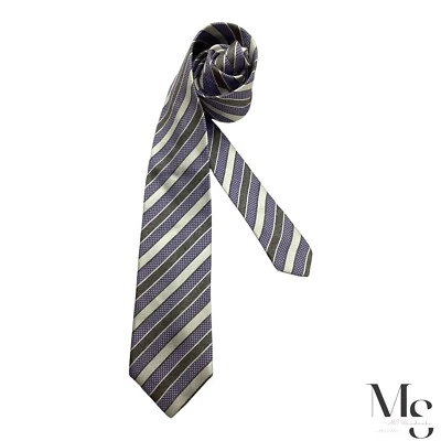 Corbata de seda a rayas moradas y grises BOSS HUGO BOSS XL hecha en Italia con:3" EXCELENTE ESTADO Foto 1 de 4