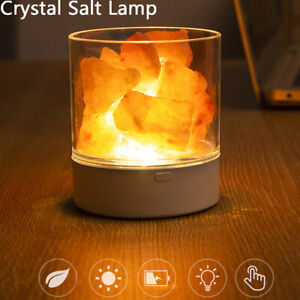 2x LED Salt Lamp Himalayan Natural Rock Crystal Healing Ionizing Night Light USB