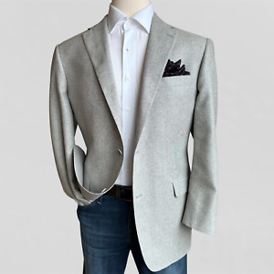 HART SCHAFFNER MARX Mens Sport Coat Blazer Jacket 44 Light Gray Silk Wool Italy