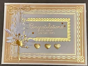 CONGRATULAZIONI / GIORNO SPECIALE - Cuori e Foglie - cartolina fatta a mano By DEE - Foto 1 di 4