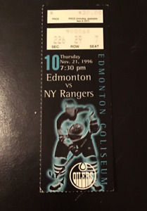 Wayne Gretzky First Game Ticket as a NY Ranger in Edmonton