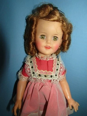 DE COLECCIÓN HERMOSA MUÑECA SHIRLEY TEMPLE IDEAL 15 PULGADAS AÑOS 50 EN TRAJE ETIQUETADO Foto 1 de 4