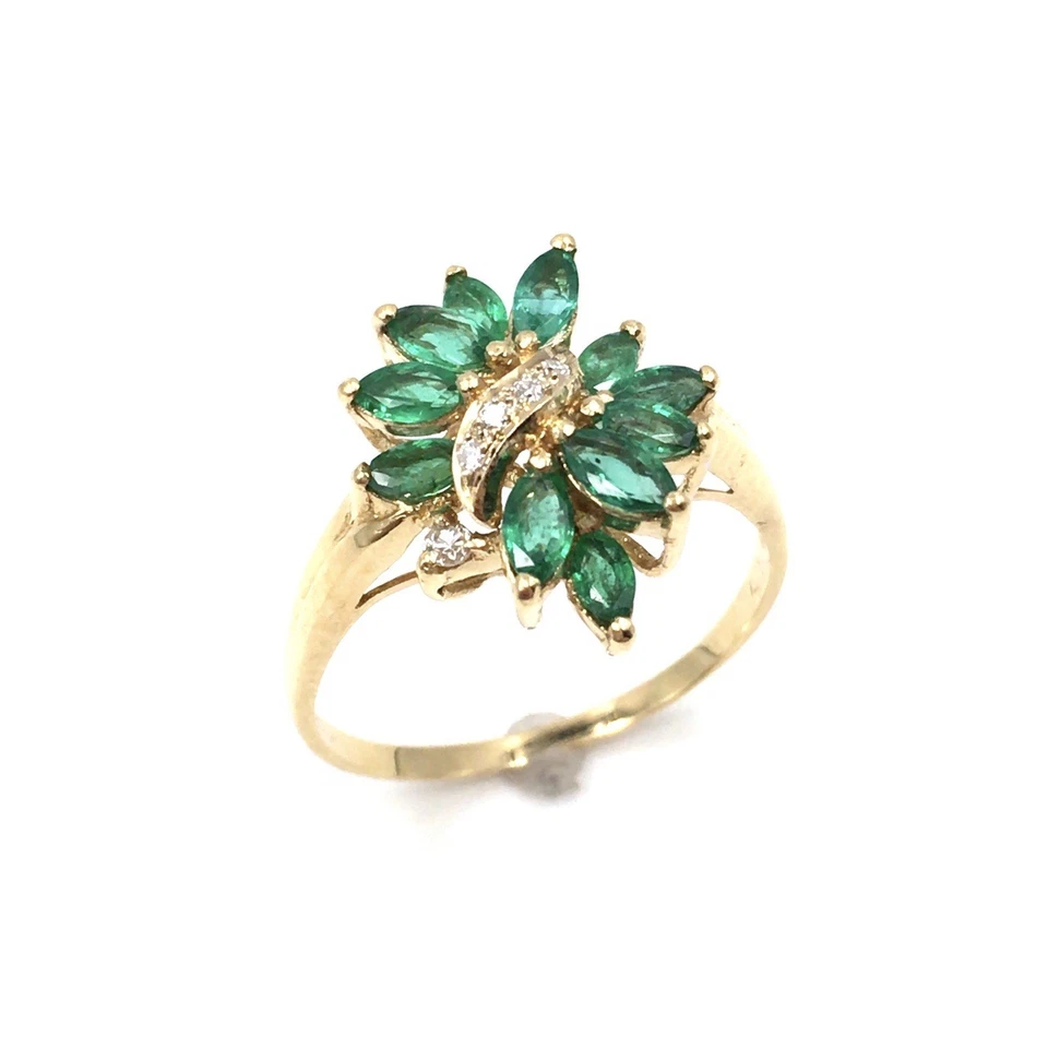 Anillo Oro Amarillo 18kt Diamante Esmeralda 750 Oro Cóctel Mujer Joyería... - Imagen 1 de 4