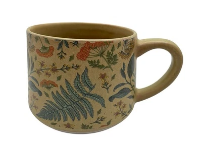 Ботаническая керамика кофе латте чашка кружка поднятый тисненый цветочный папоротник ретро вибрация - Изображение 1 из 4