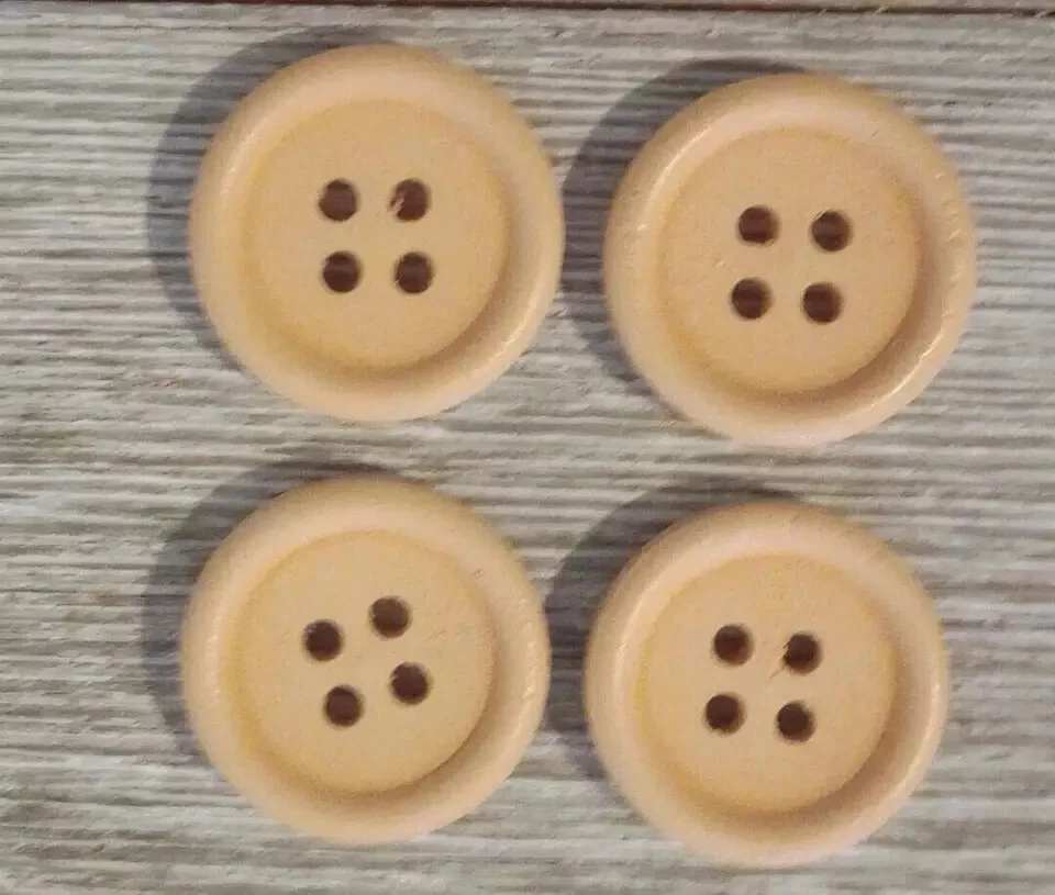 wood pastel colors sewing buttons 4 holes peach 3/4 inch 20mm new - Image 1 of 2