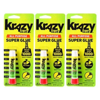 KrAZY Glue ORIGINAL, All Purpose INSTANT Crazy Glue (3 Pack) - Image 1 of 2