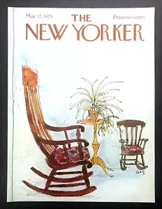 SOLO CUBIERTA de revista New Yorker 12 de mayo de 1975 dos mecedoras vacías y arte vegetal - Imagen 1 de 1