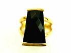 Ladies Rectangle Black Onyx Ring Vermeil Gold over Sterling Silver Size  7.5