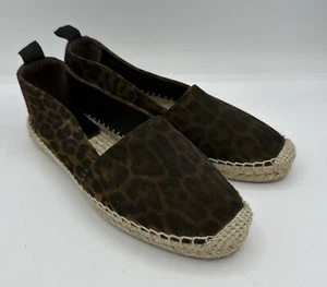 Yves Saint Laurent Leopard Print Suede Espadrille Flats Size 34.5 / 4.5 US NWOB - Picture 1 of 7