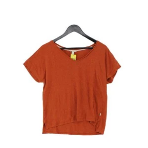 Esprit Women's Top L Brown Cotton with Linen Short Sleeve V-Neck Basic - Picture 1 of 5