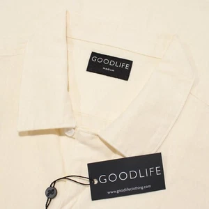 Goodlife NWT Casual Short Sleeve Button Down Shirt Size M in Beige Linen/Cotton - Picture 1 of 10