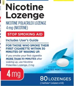 Nicotine Lozenge Stop Smoking Aid 4mg Coated Mint Flavor 80 Count Exp 07/2025 - Picture 1 of 1