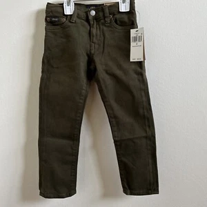 Polo Ralph Little Boys Sullivan Slim Stretch Jeans Green Size 4/4T - Picture 1 of 6