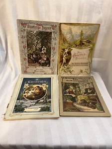 Antique German Story Booklets School 1920’s Lot Of 4 Illustrated Colorful Covers - Foto 1 di 15
