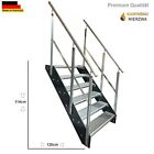 Premium Treppe 6 Stufen Breite 60-140cm H:114cm Geländer Außentreppe Wange Anth.