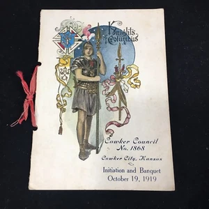 Knights Of Columbus KofC 1919 Initiation And Bankett Program Menu Toast Ephemera - Bild 1 von 4