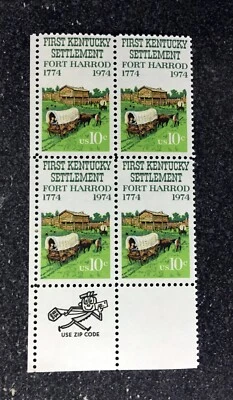 1974US #1542 10c Kentucky - First Settlement Fort Harrod - Zip Block of 4 mint - Image 1 of 2
