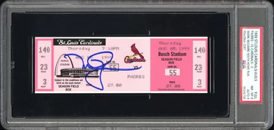 1999 CARDINALS Mark McGwire signed FULL ticket 500 HR PSA 8 AUTO 9 MINT Home Run - Image 1 of 2