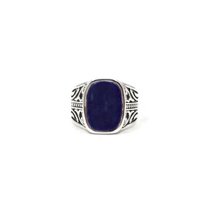 925 Silber Ring Siegel blauer Lapislazuli Bandring Herren Schmuck 18.4mm / 58 - Bild 1 von 11