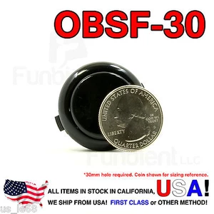 Sanwa Denshi Original OBSF-30 Black Push Button JAMMA guitar kill switch 30mm - Picture 1 of 9